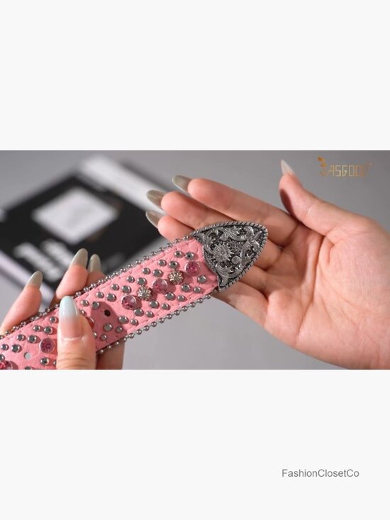Bling Rhinestone Studded Western Belt with Detachable Buckle 1.5\